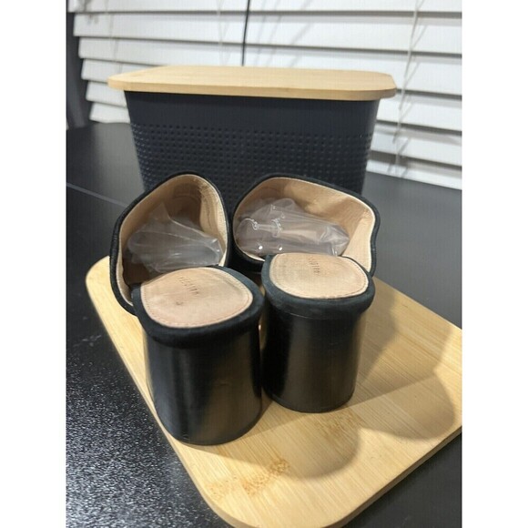 Women's Halogen Slide Flip Flops Heels Sandals Shoes Size 7 Black Suede - Picture 4 of 7